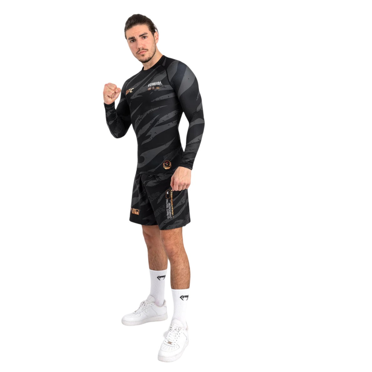 UFC ADRENALINE BY VENUM FIGHT WEEK MENS PERFORMANCE LONG-SLEEVE RASHGUARD URBAN CAMO LEFT SIDE