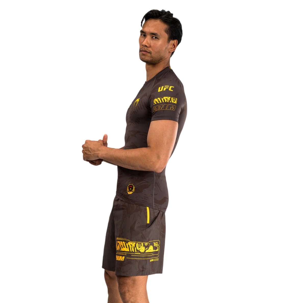 UFC FUSION BY VENUM FIRST WEEK RASHGUARDS SHORT SLEEVES DARK BROWN LEFT SIDE