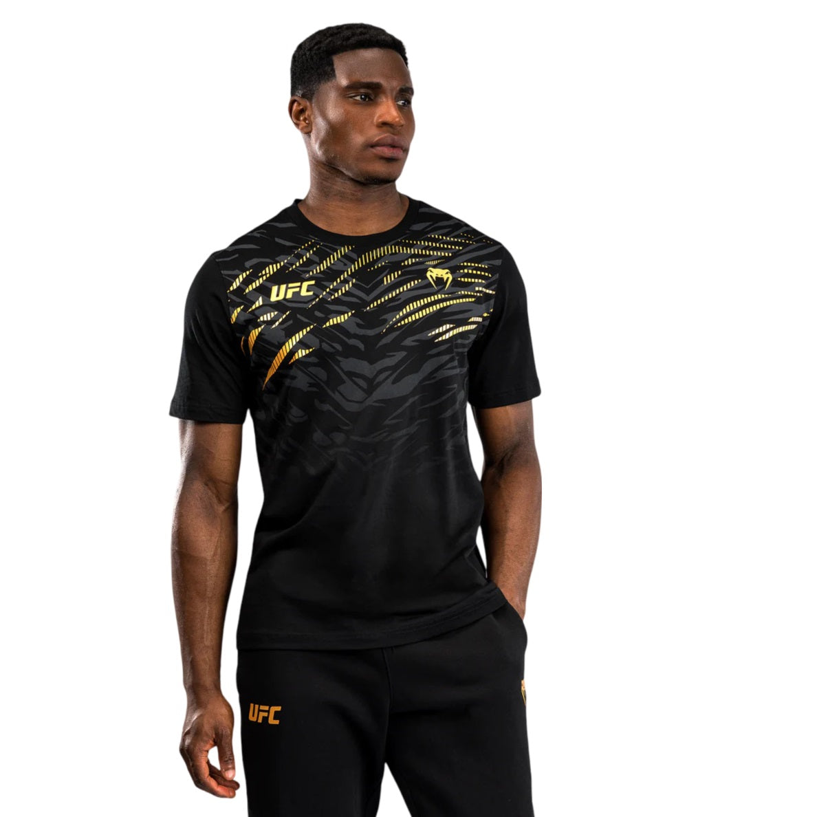 UFC FUSION BY VENUM REPLICA T-SHIRT BLACK GOLD LEFT SIDE
