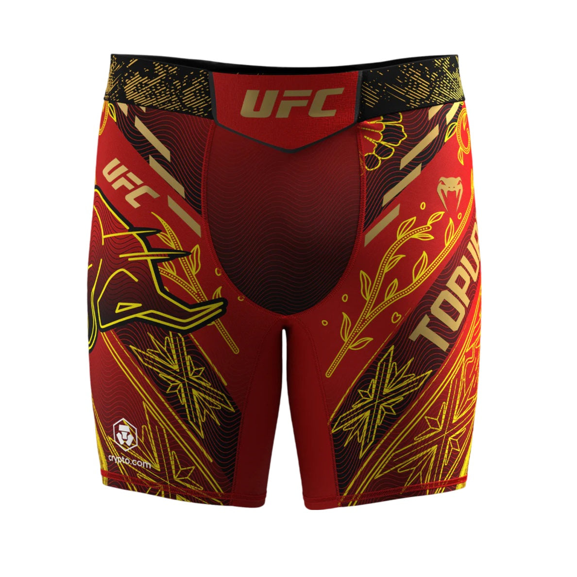 UFC UNRIVALED BY VENUM ILIA TOPURIA VALE TUDO SHORT RED GOLD FRONT SIDE