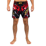 UFC UNRIVALED BY VENUM JON JONES MENS SHORT FIT FIGHT SHORT RED FRONT SIDE