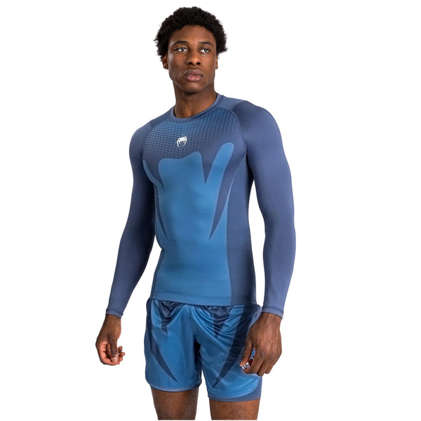 VENUM ATTACK RASHGUARDS LONG SLEEVES NAVY BLUE FRONT SIDE