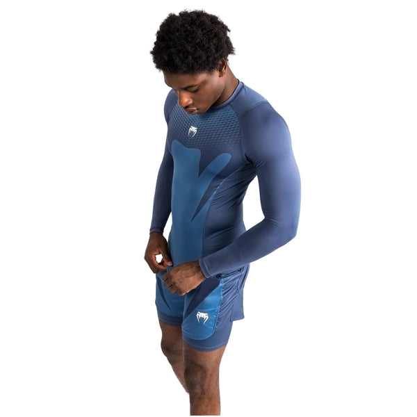 VENUM ATTACK RASHGUARDS LONG SLEEVES NAVY BLUE LEFT SIDE