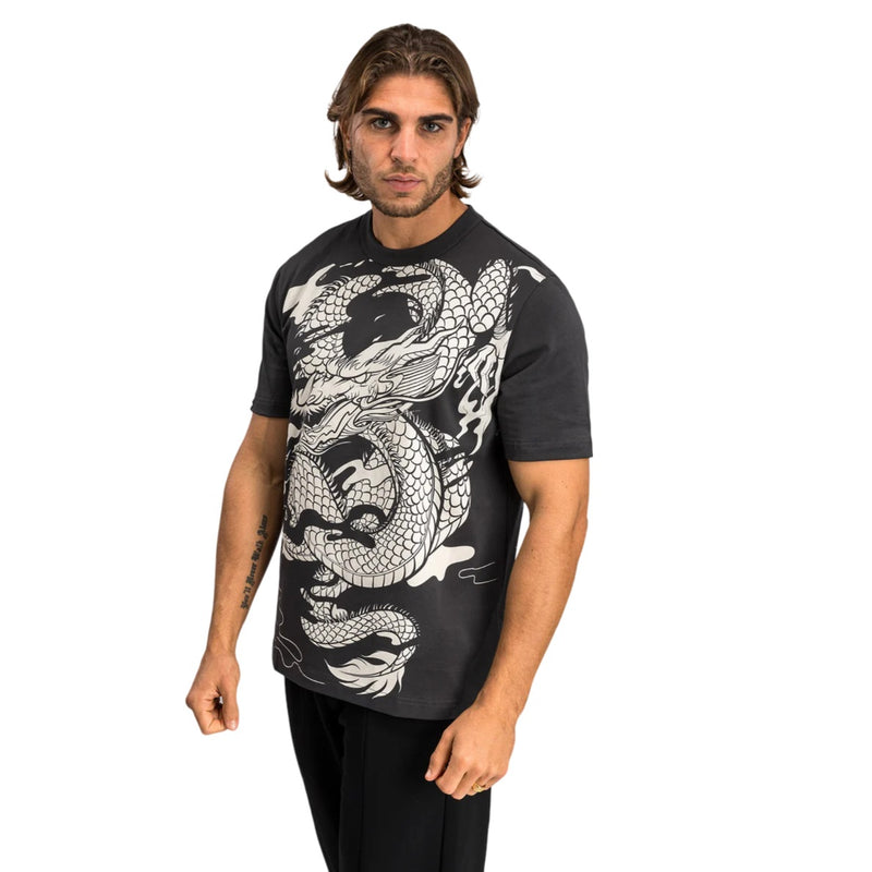 VENUM DRAGONS FLIGHT ST T-SHIRT CHARCOAL GREY CREAM WHITE LEFT SIDE