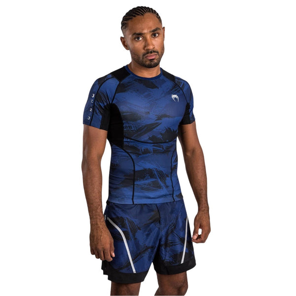 VENUM ELECTRON 3.0 SHORT SLEEVE RASHGUARD NAVY BLUE FRONT SIDE
