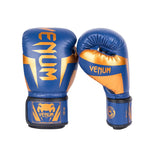 VENUM ELITE BOXING GLOVES BLUE BLACK COPPER LEFT SIDE