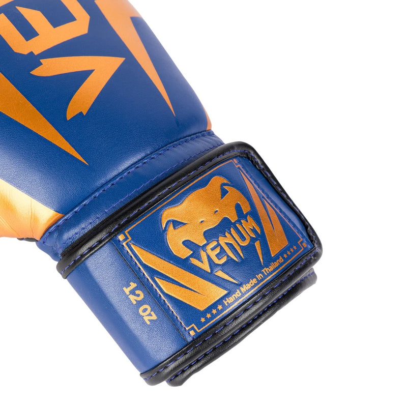 VENUM ELITE BOXING GLOVES BLUE BLACK COPPER RIGHT SIDE