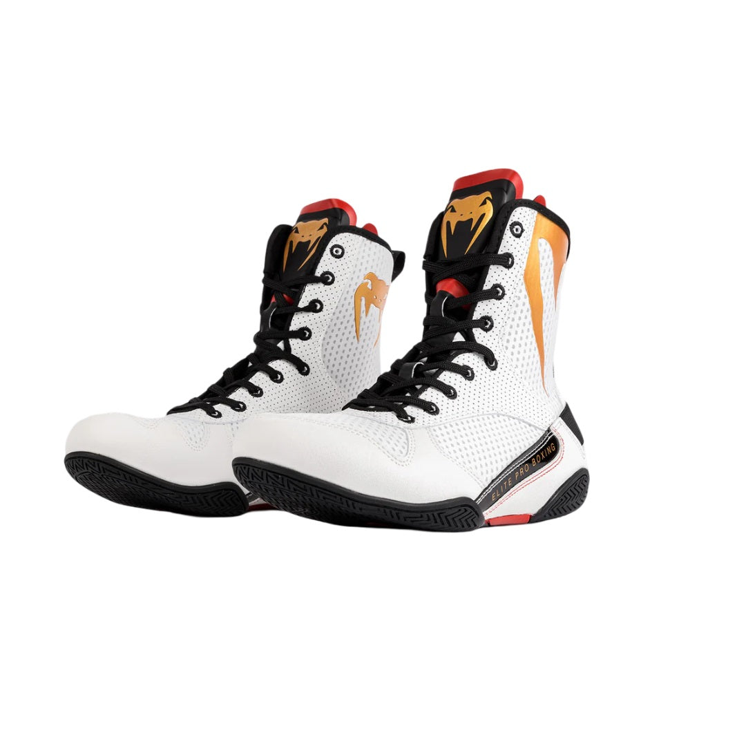 VENUM ELITE BOXING SHOES ICE /GOLD FRONT SIDE