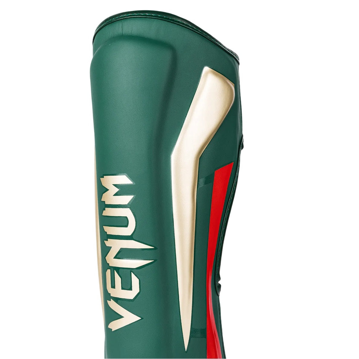 VENUM ELITE STANDUP SHINGUARDS GREEN GOLD RED RIGHT SIDE