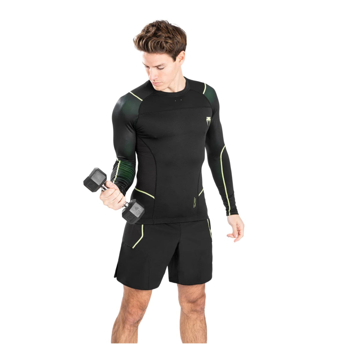 VENUM FUSION 2.0 RASHGUARDS LONG SLEEVES BLACK YELLOW FRONT SIDE
