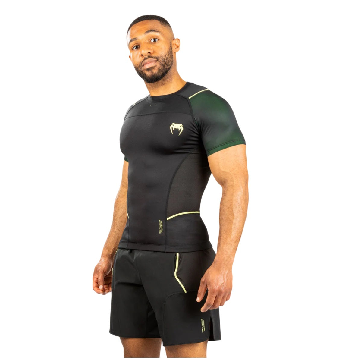 VENUM FUSION 2.0 RASHGUARDS SHORT SLEEVES BLACK YELLOW LEFT SIDE