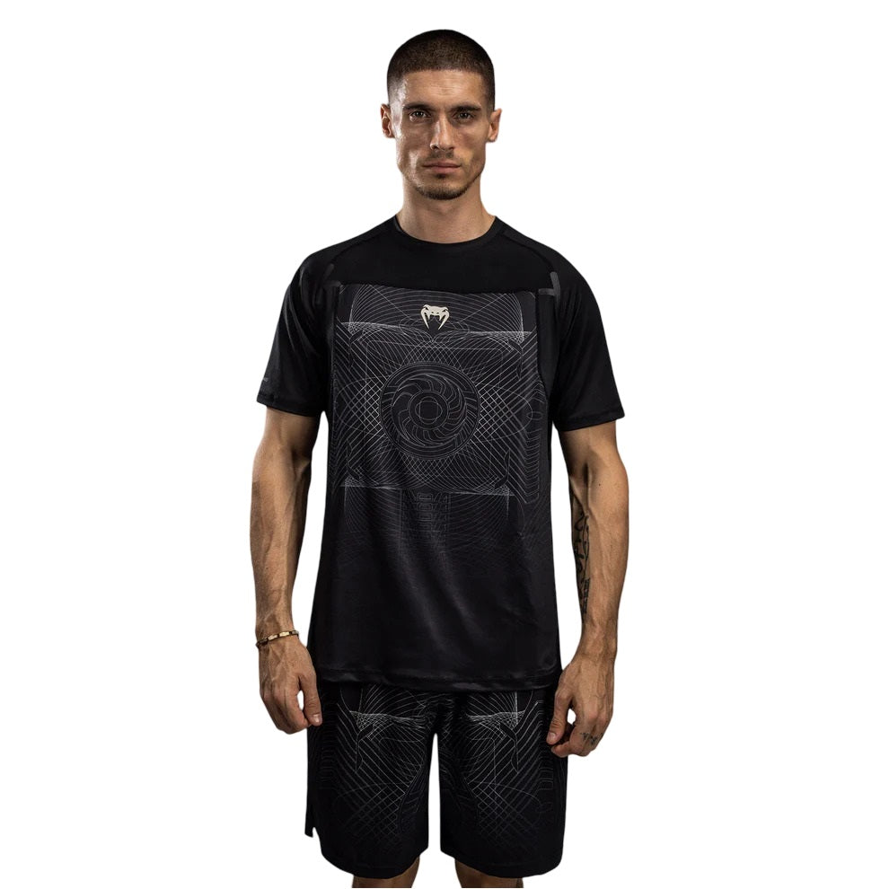 VENUM G-FIT AIR MENS DRY-TECH T SHIRT DEEP BLACK DESERT SAND FRONT SIDE