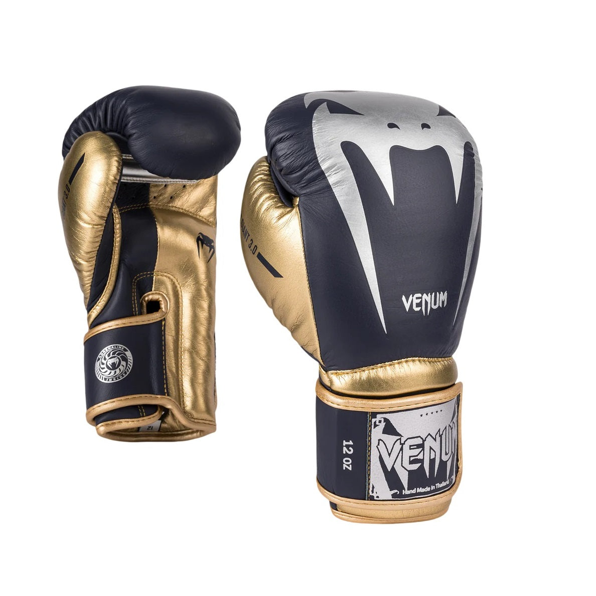 VENUM GIANT 3.0 BOXING GLOVES NAVY BLUE GOLD FRONT SIDE