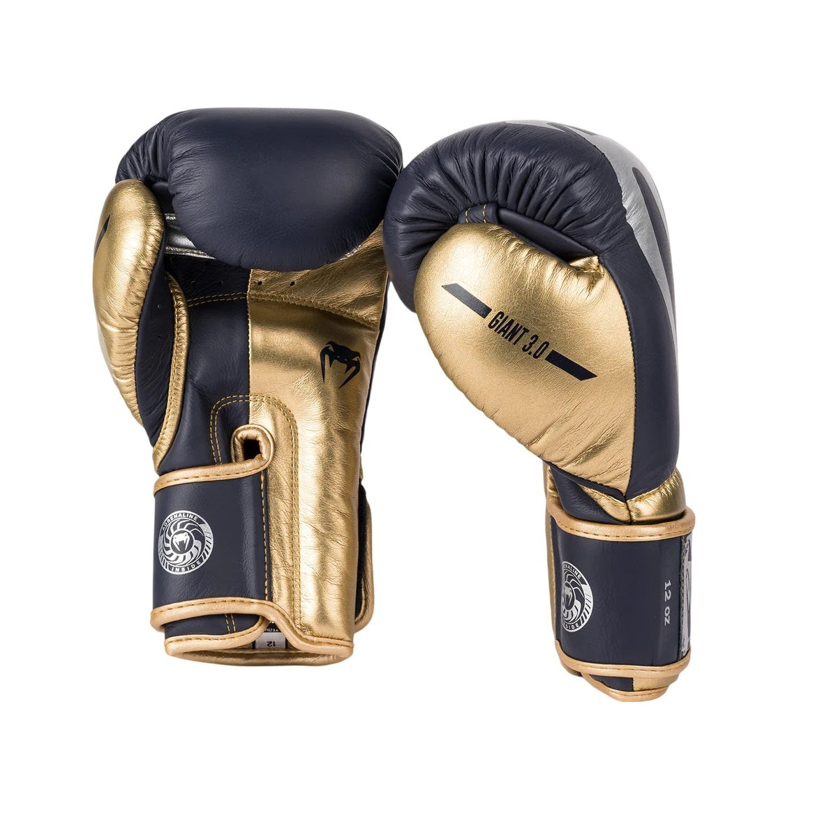 VENUM GIANT 3.0 BOXING GLOVES NAVY BLUE GOLD LEFT SIDE