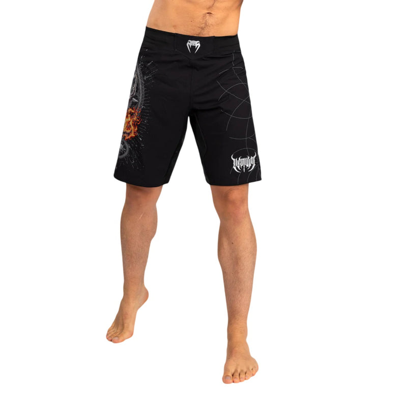 VENUM GLADIATOR 5.0 FIGHTSHORTS BLACK SILVER FRONT SIDE