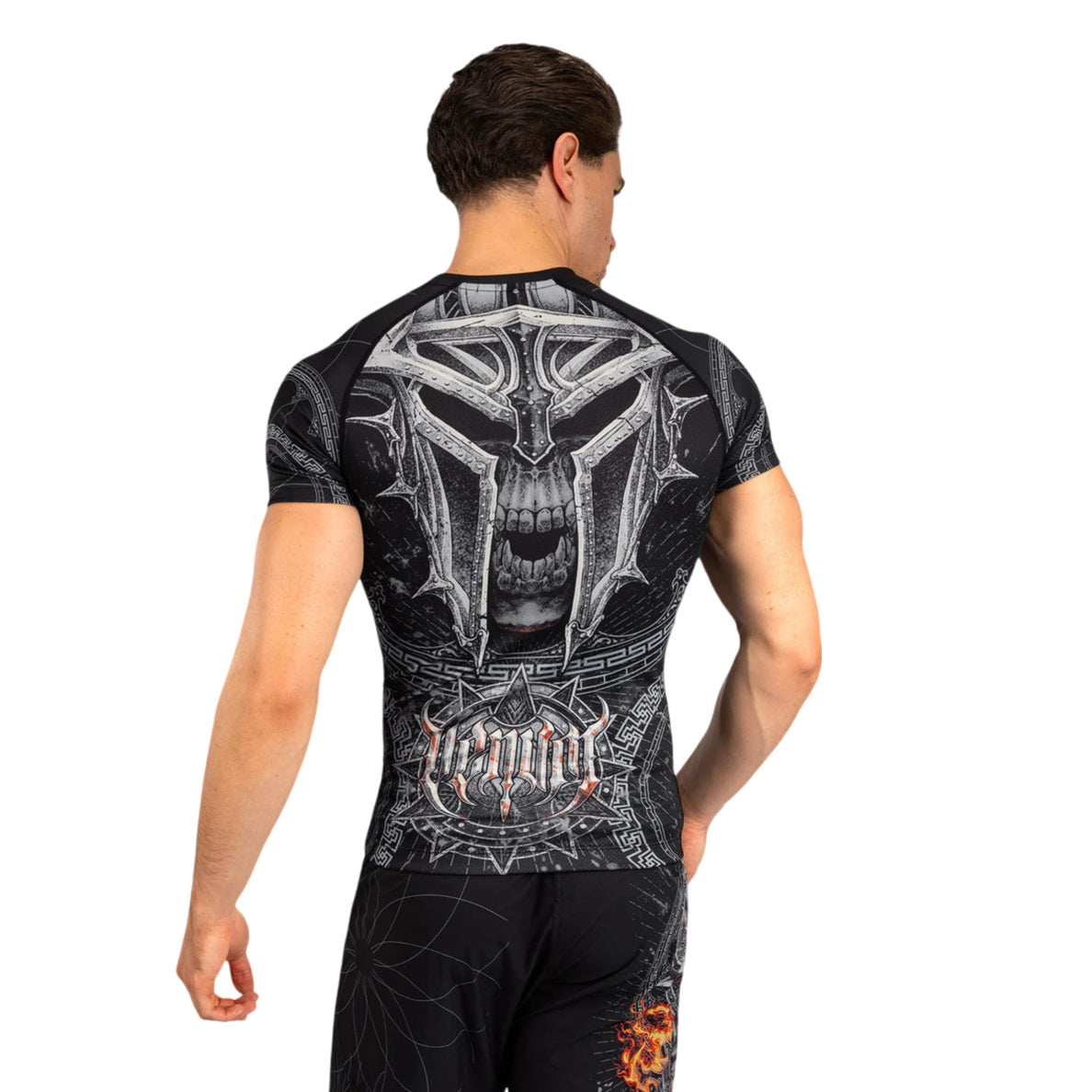VENUM GLADIATOR 5.0 RASHGUARD SHORT SLEEVE BLACK SILVER BACK SIDE