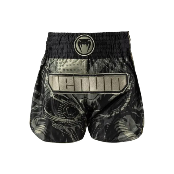 VENUM INVADER MUAY THAI SHORTS BLACK/SAND FRONT SIDE