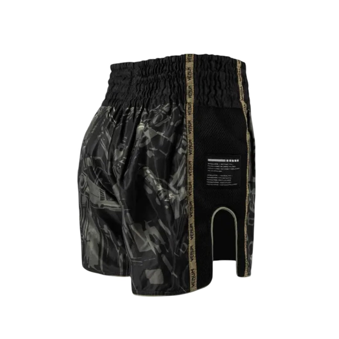VENUM INVADER MUAY THAI SHORTS BLACK/SAND BACK SIDE