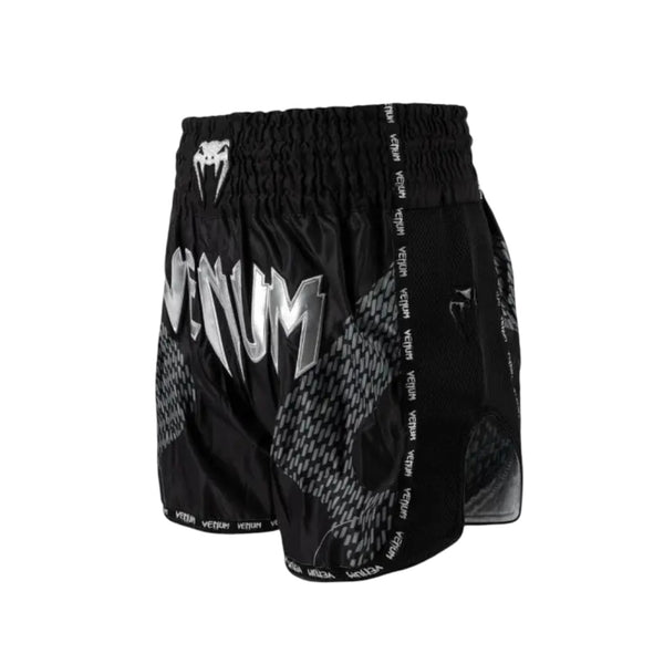 VENUM NEXUS MUAY THAI SHORTS BLACK/SILVER LEFT SIDE