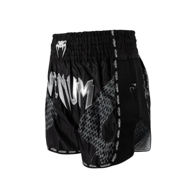 VENUM NEXUS MUAY THAI SHORTS BLACK/SILVER LEFT SIDE