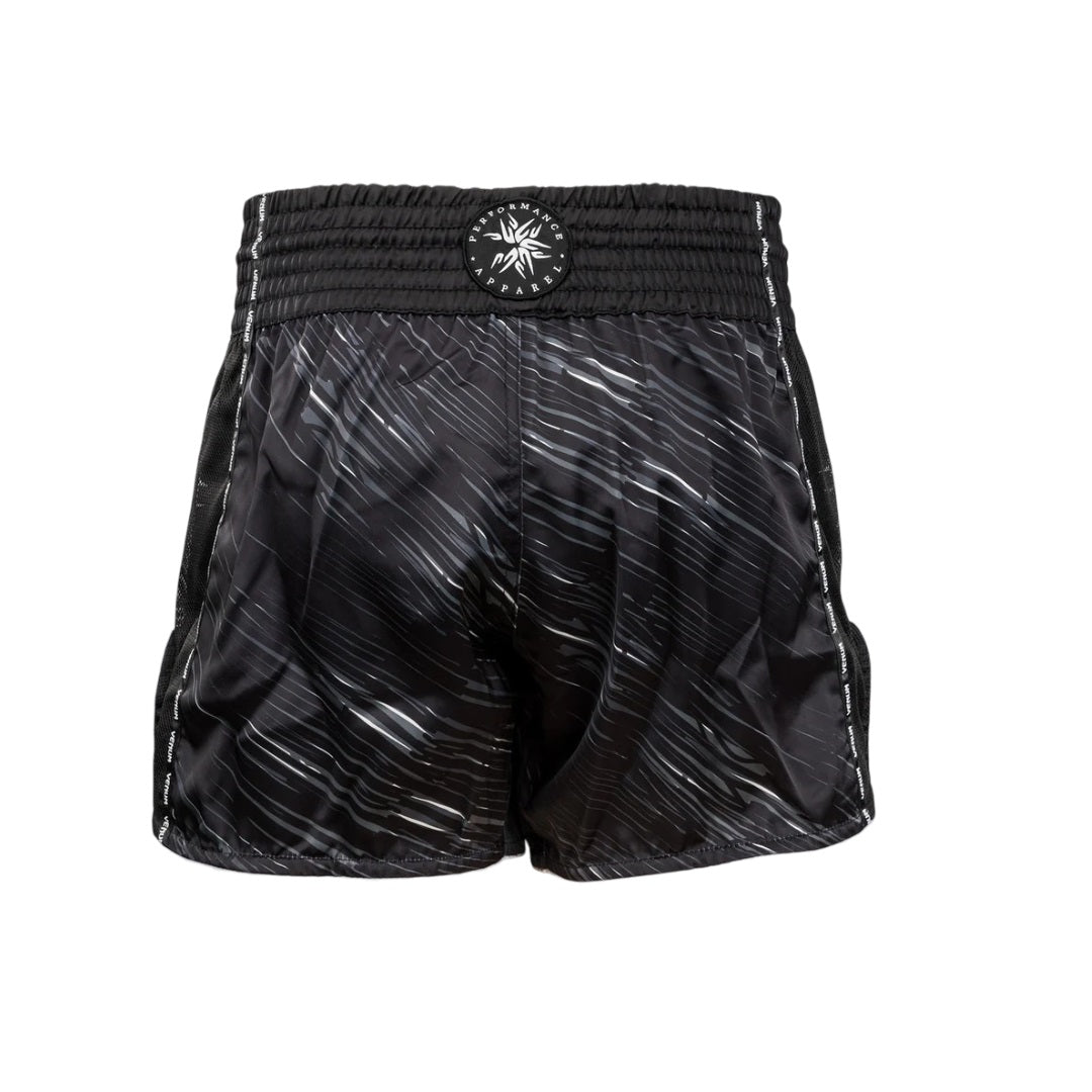 VENUM RAPID MUAY THAI SHORTS BLACK STORM GREY BACK SIDE