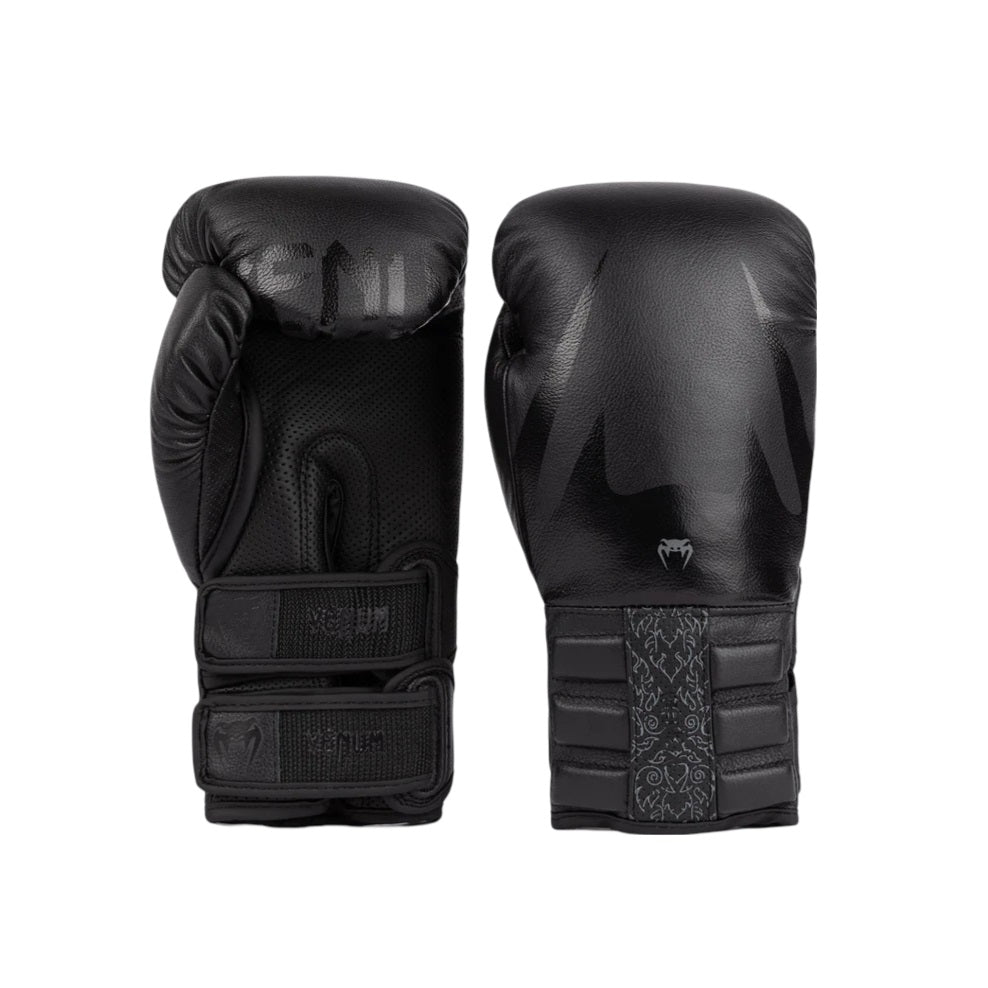 VENUM REVERSO BOXING GLOVES BLACK FRONT SIDE