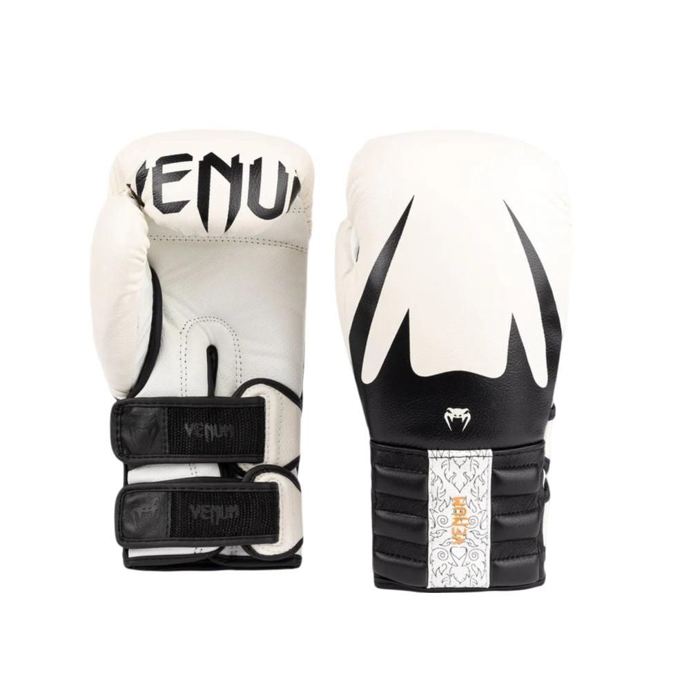 VENUM REVERSO BOXING GLOVES SNOW WHITE BLACK FRONT SIDE