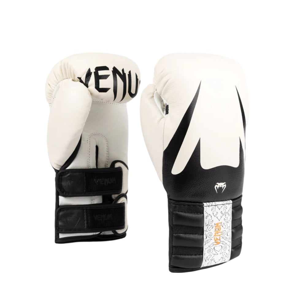 VENUM REVERSO BOXING GLOVES SNOW WHITE BLACK LEFT SIDE