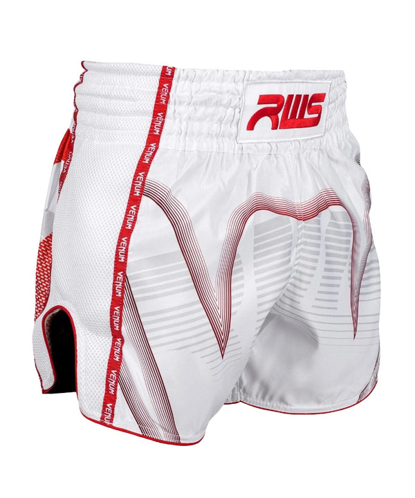 VENUM RWS X VENUM 2.0 MUAY THAI SHORTS WHITE/RED RIGHT SIDE