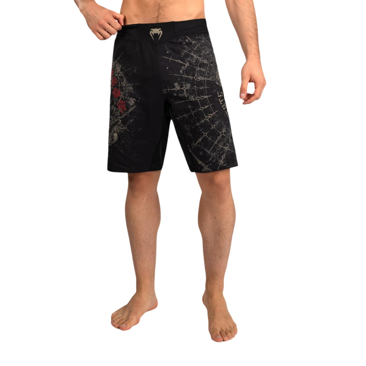 VENUM SANTA MUERTE 5.0 FIGHTSHORTS DEEP BLACK GOLD FRONT SIDE