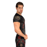VENUM SANTA MUERTE 5.0 RASHGUARD SHORT SLEEVE DEEP BLACK GOLD RIGHT SIDE