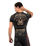 VENUM SANTA MUERTE 5.0 RASHGUARD SHORT SLEEVE DEEP BLACK GOLD BACK SIDE