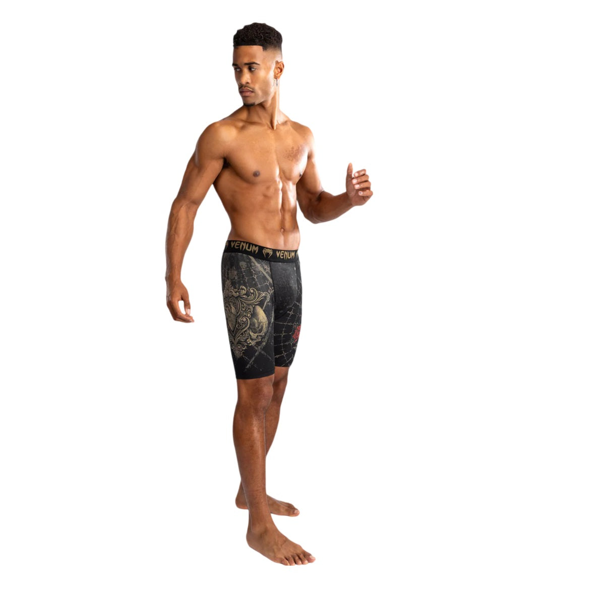 VENUM SANTA MUERTE 5.0 VALE TUDO SHORTS DEEP BLACK GOLD RIGHT SIDE