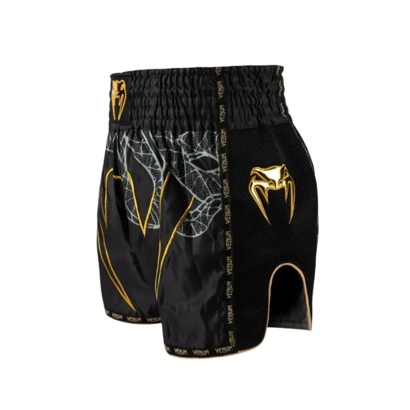 VENUM SERPENTI MUAY THAI SHORTS BLACK/SILVER/GOLD LEFT SIDE