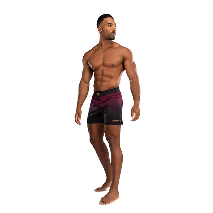 VENUM TACTICAL XT MUAY THAI SHORTS BLACK BURGUNDY GOLD LEFT SIDE