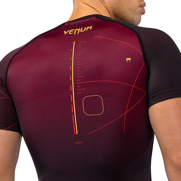 VENUM TACTICAL XT RASHGUARDS SHORT SLEEVES BLACK BURGUNDY GOLD LEFT SIDE