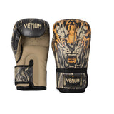 VENUM TIGER BOXING GLOVES BLACK NEO ORANGE FRONT SIDE