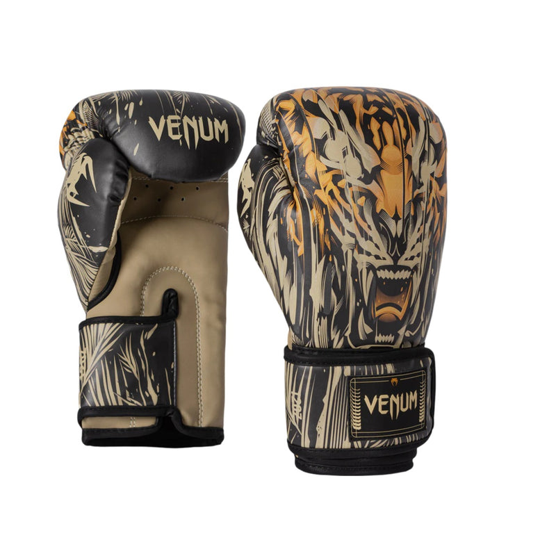 VENUM TIGER BOXING GLOVES BLACK NEO ORANGE BACK SIDE