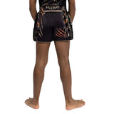 VENUM TIGER KIDS MUAY THAI SHORTS BLACK NEO ORANGE BACK SIDE