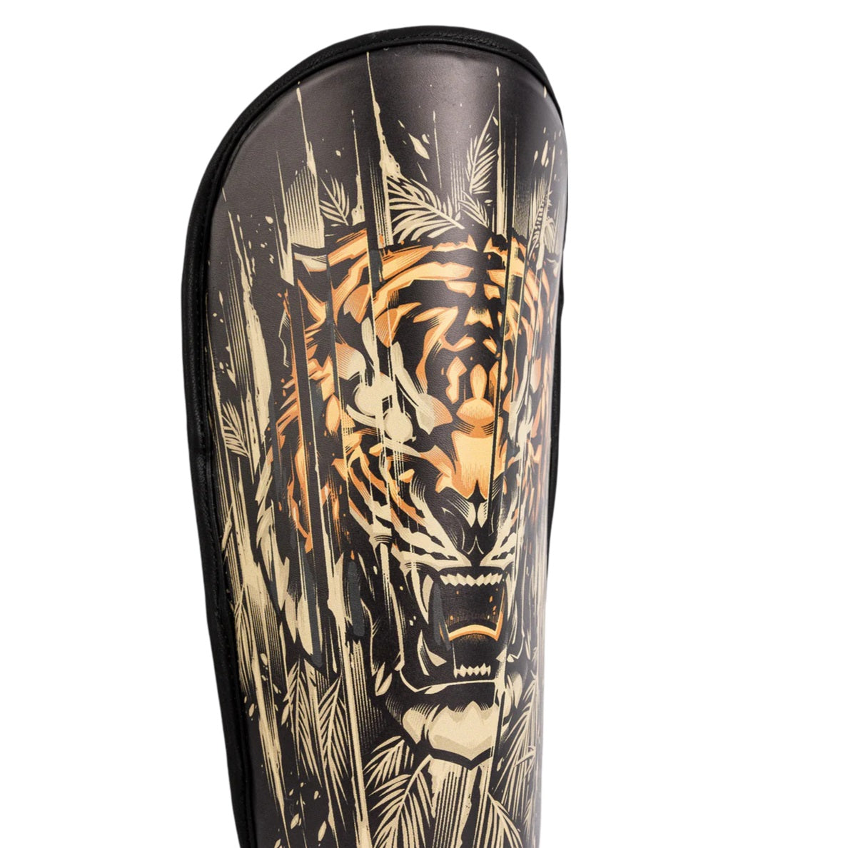 VENUM TIGER KIDS SHIN GUARDS BLACK NEO ORANGE RIGHT SIDE