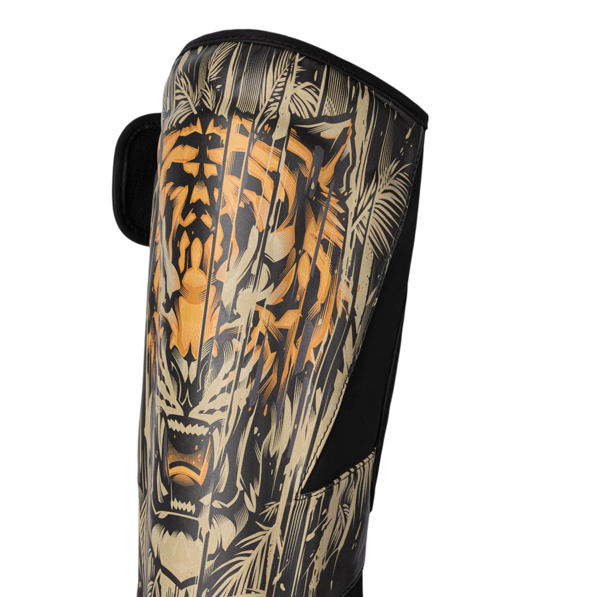 VENUM TIGER SHIN GUARDS BLACK NEO ORANGE RIGHT SIDE