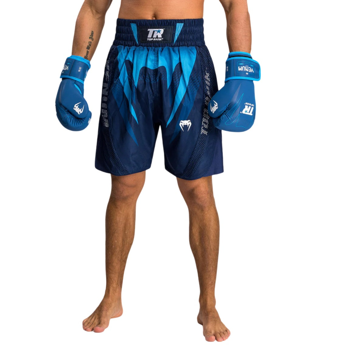 VENUM TOP RANK ORIGINAL BOXING SHORTS NAVY BLUE FRONT SIDE