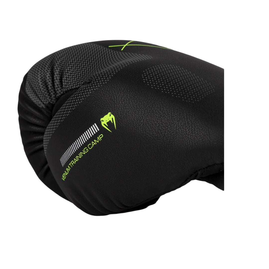 VENUM TRAINING CAMP 4.0 BOXING GLOVES BLACK NEON GREEN RIGHT SIDE