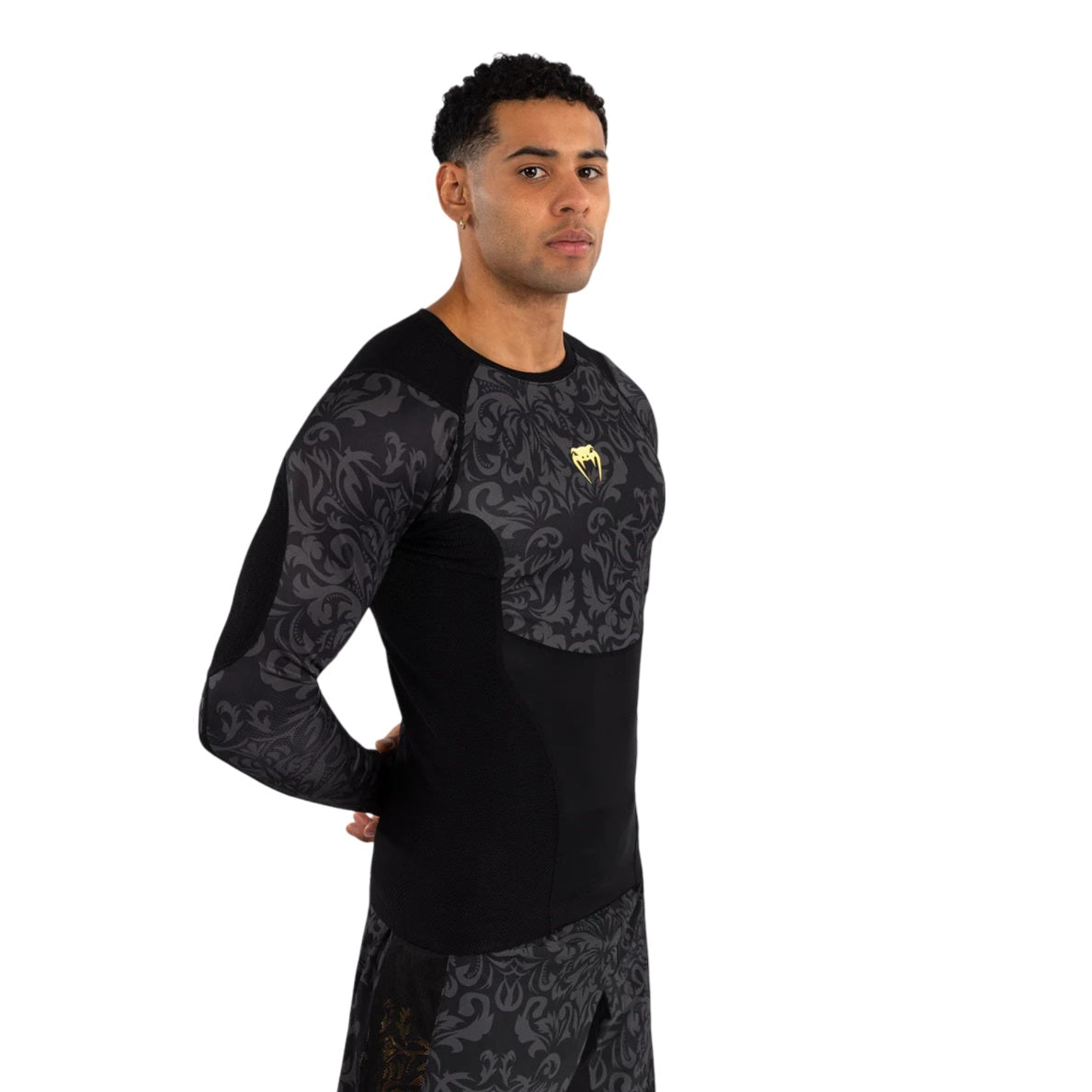 VENUM UNMATCHED TOPURIA EDITION RASHGUARD LONG SLEEVES BLACK GOLD RIGHT SIDE