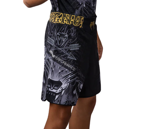 Venum Wolf Atak Kids Fightshorts – Black/Grey | Lightweight MMA Shorts