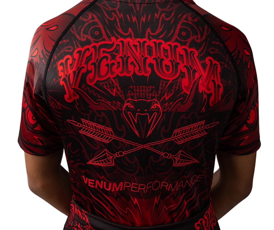 Venum Wolf Atak Short Sleeve Rashguard – Black/Red (Kids) | Compression Training Top