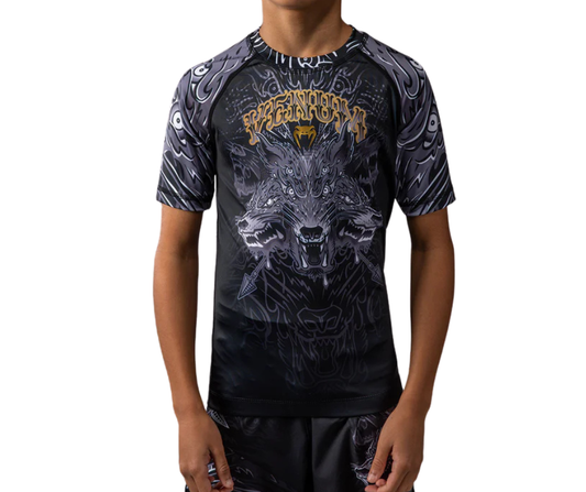 Venum Kids Wolf Atak Short Sleeve Rashguard Black/Grey | MMA & Jiu‑Jitsu Rashguard
