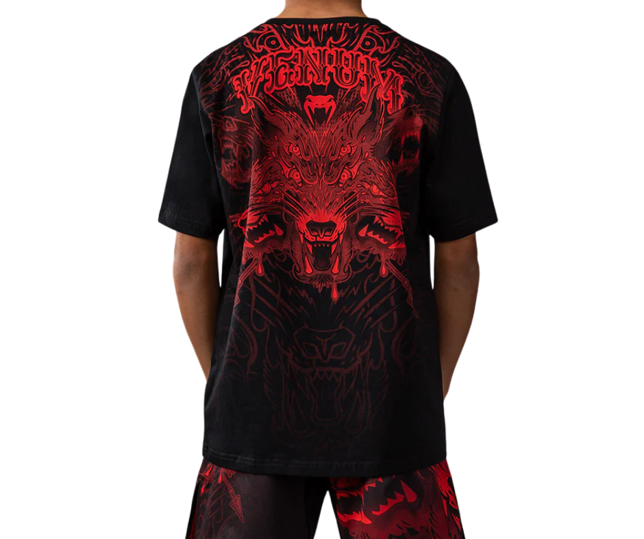 Venum Wolf Atak T‑Shirt – Black/Red (Kids) | Premium Cotton Tee