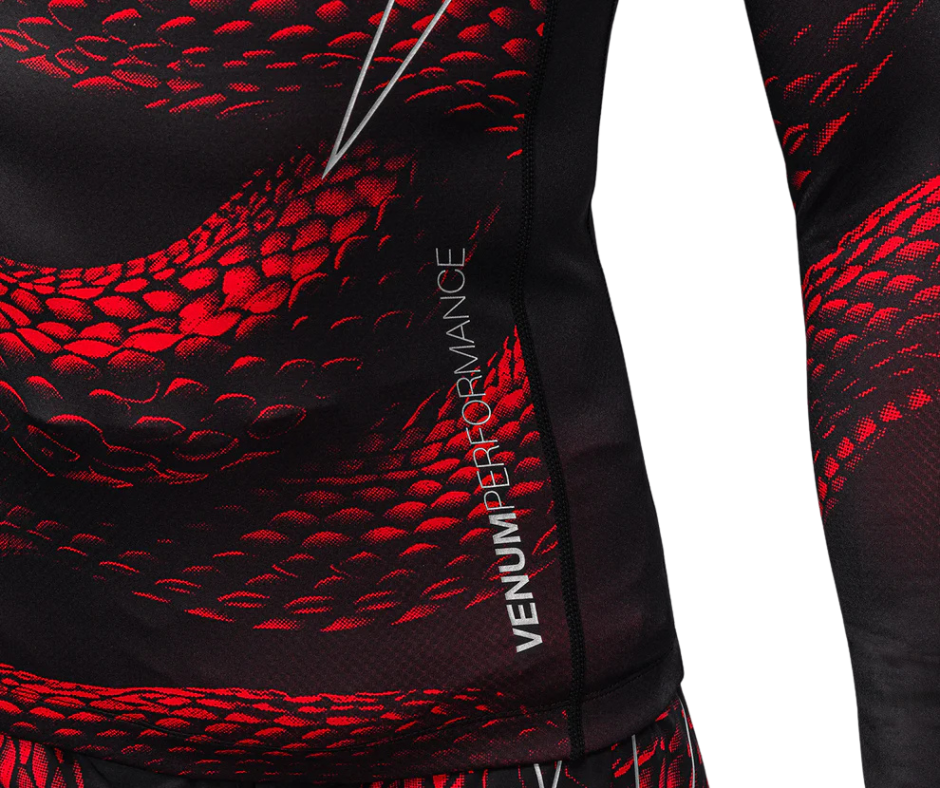 Venum Matupa Long Sleeve Rashguard – Black/Red/Silver | Compression Training Top