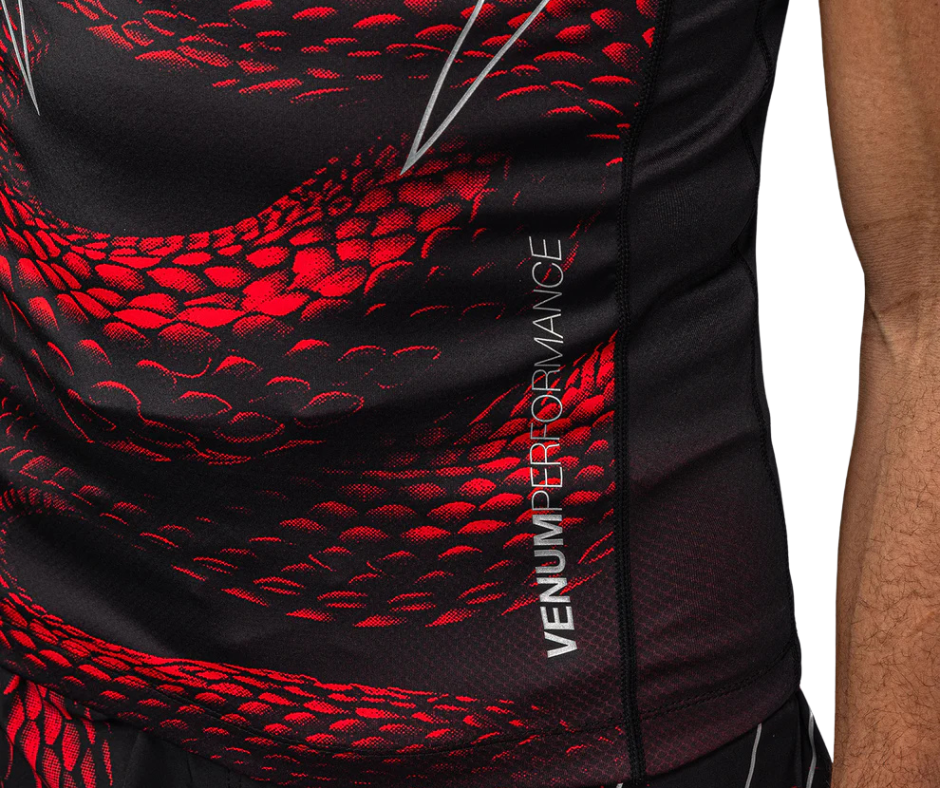 Venum Matupa Short Sleeve Rashguard – Black/Red/Silver | Compression Training Top